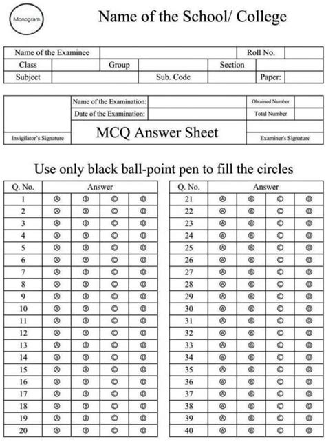 school exam test papers templates white|mcq answer sheet template.